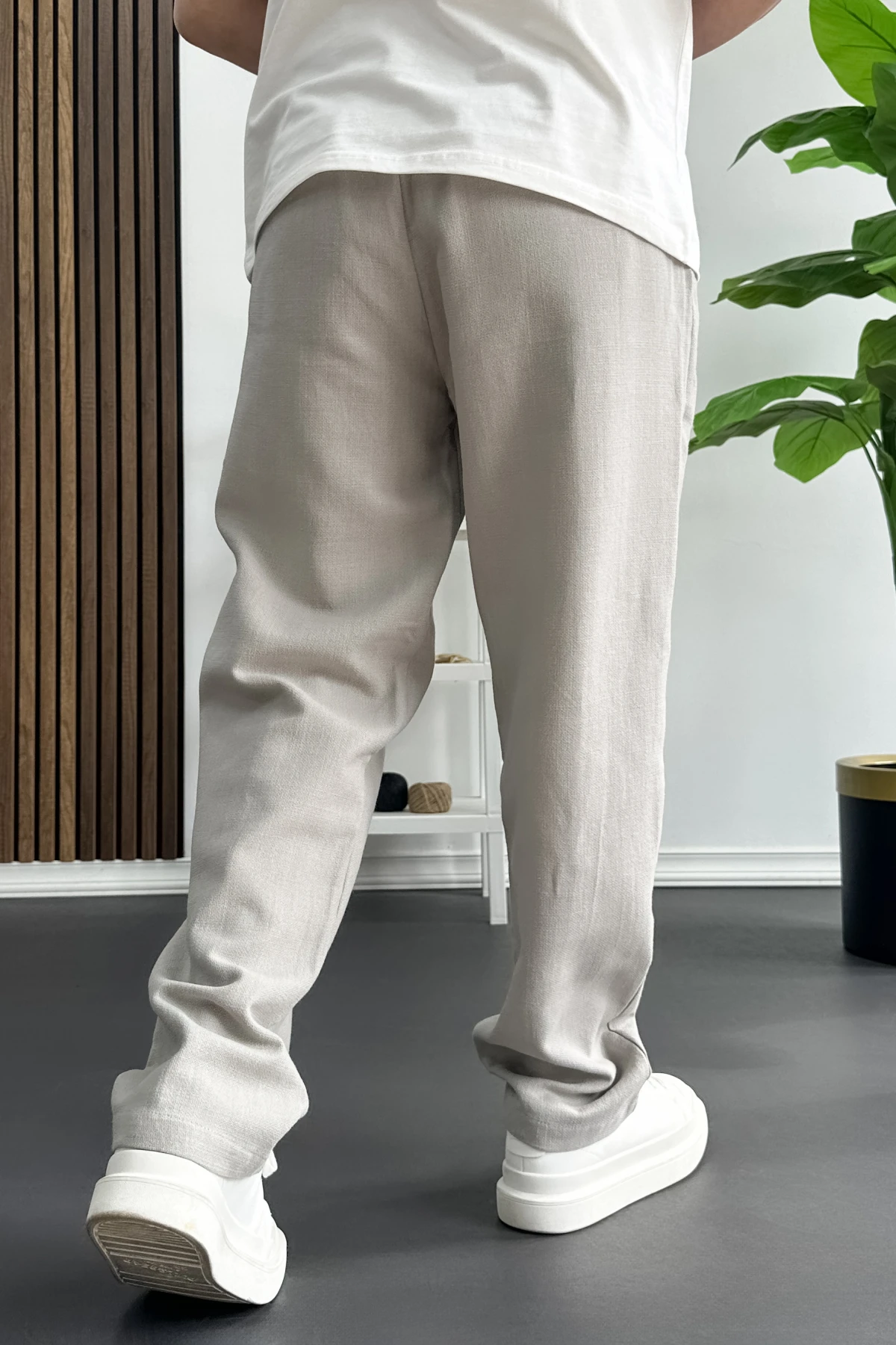 Erkek Beli Düğmeli Pantolon Gri Edw469