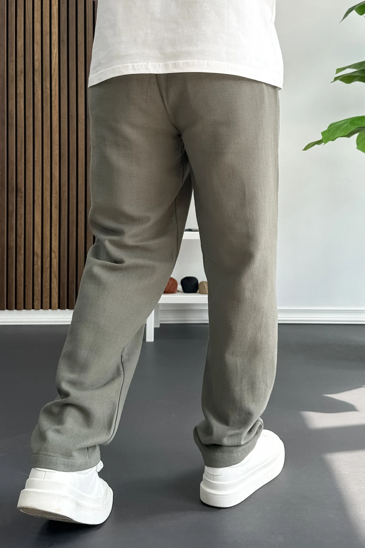 Erkek Beli Düğmeli Pantolon Yeşil Edw469