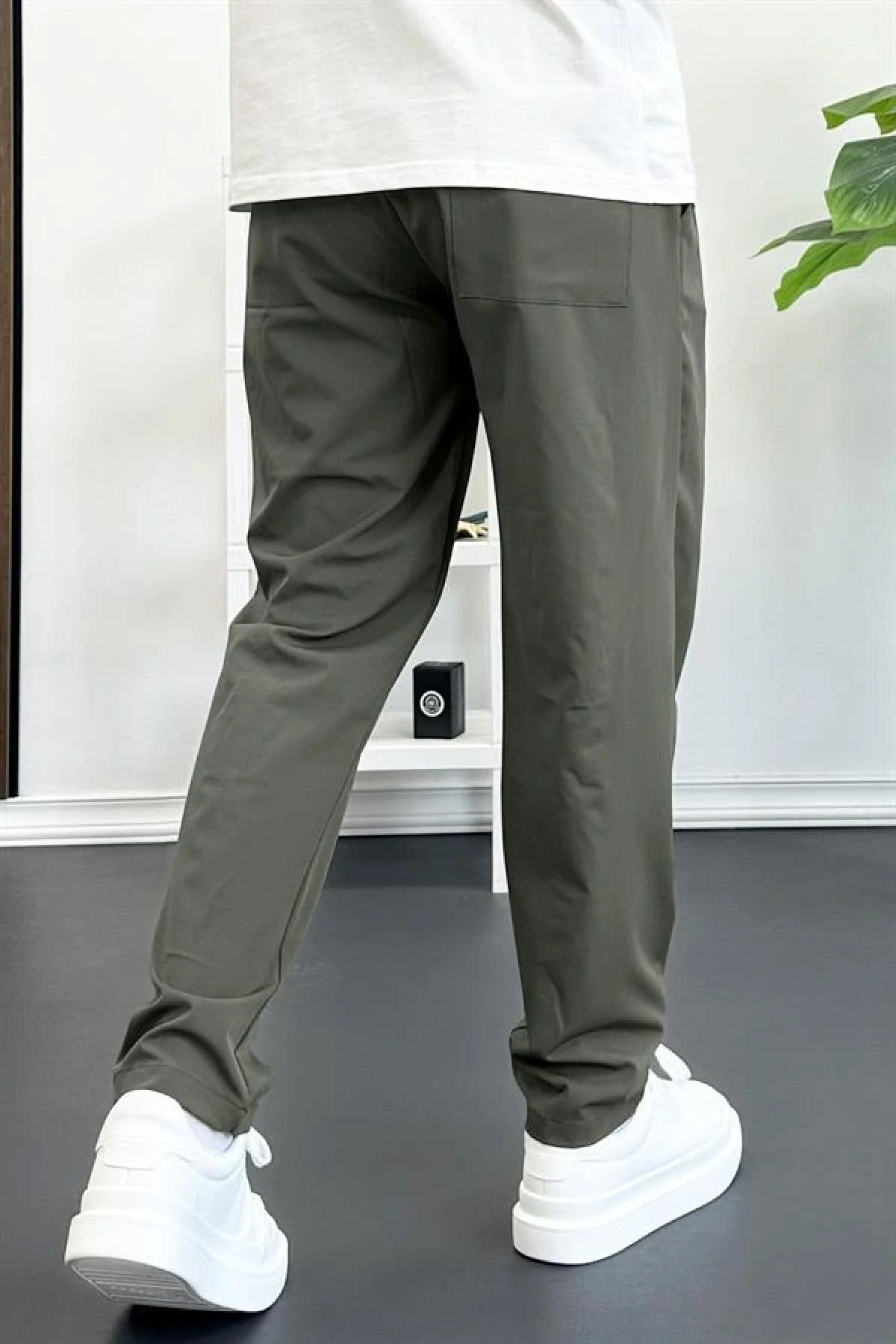 Erkek Beli Lastikli Jogger Pantolon Yeşil Edw354