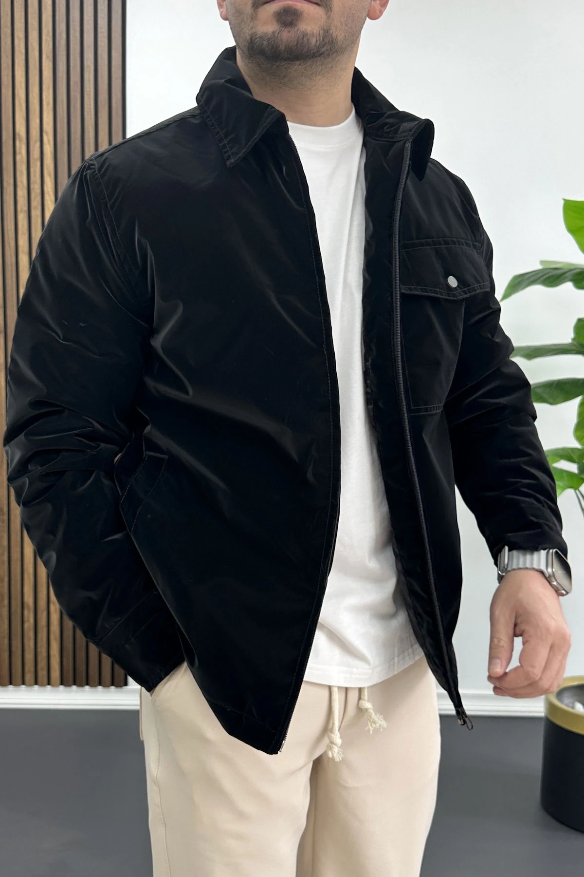 Erkek Karbon Siyah Mevsimlik Ceket Edw450