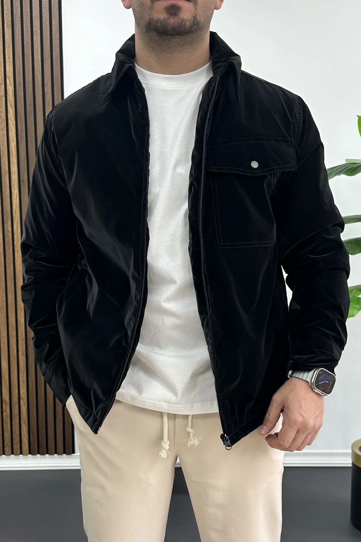 Erkek Karbon Siyah Mevsimlik Ceket Edw450