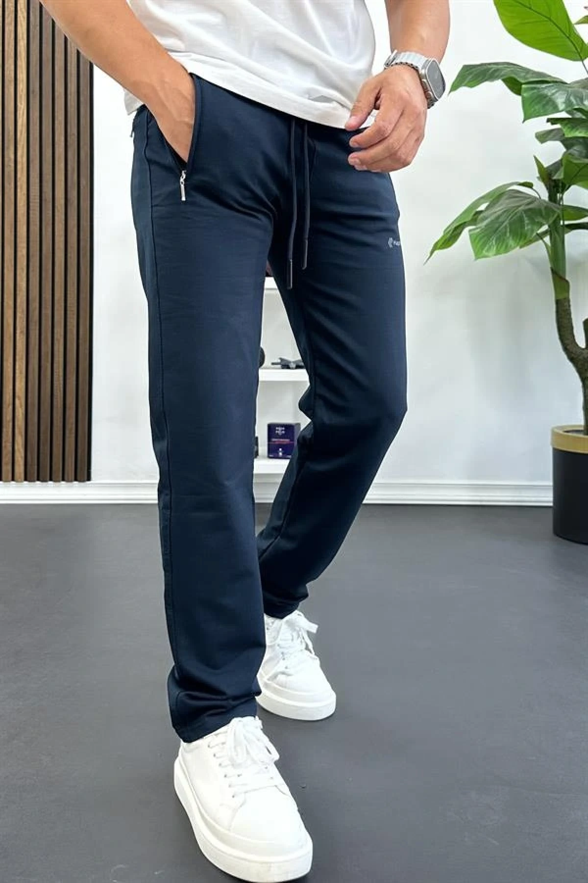 Erkek Regular Fit Düz Paça Eşofman Altı Lacivert Edw405