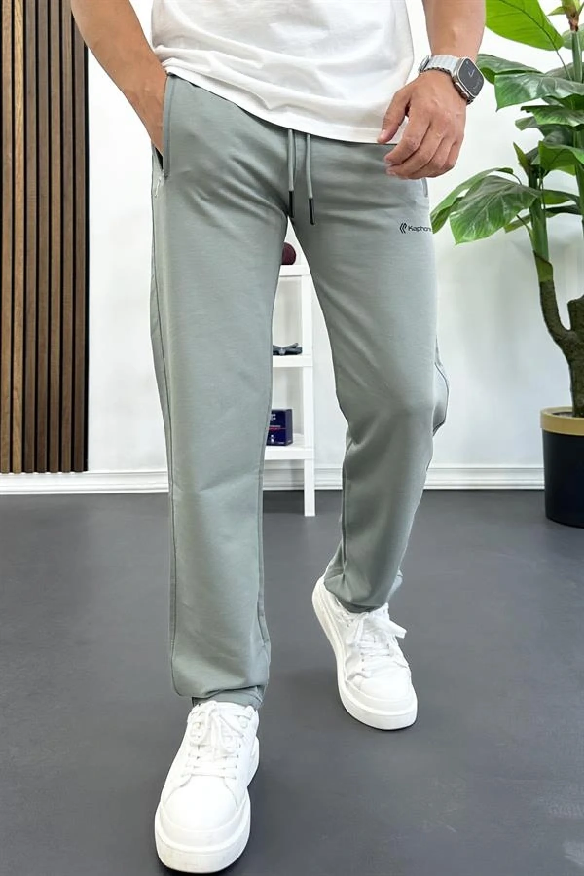 Erkek Regular Fit Düz Paça Eşofman Altı Yeşil Edw405