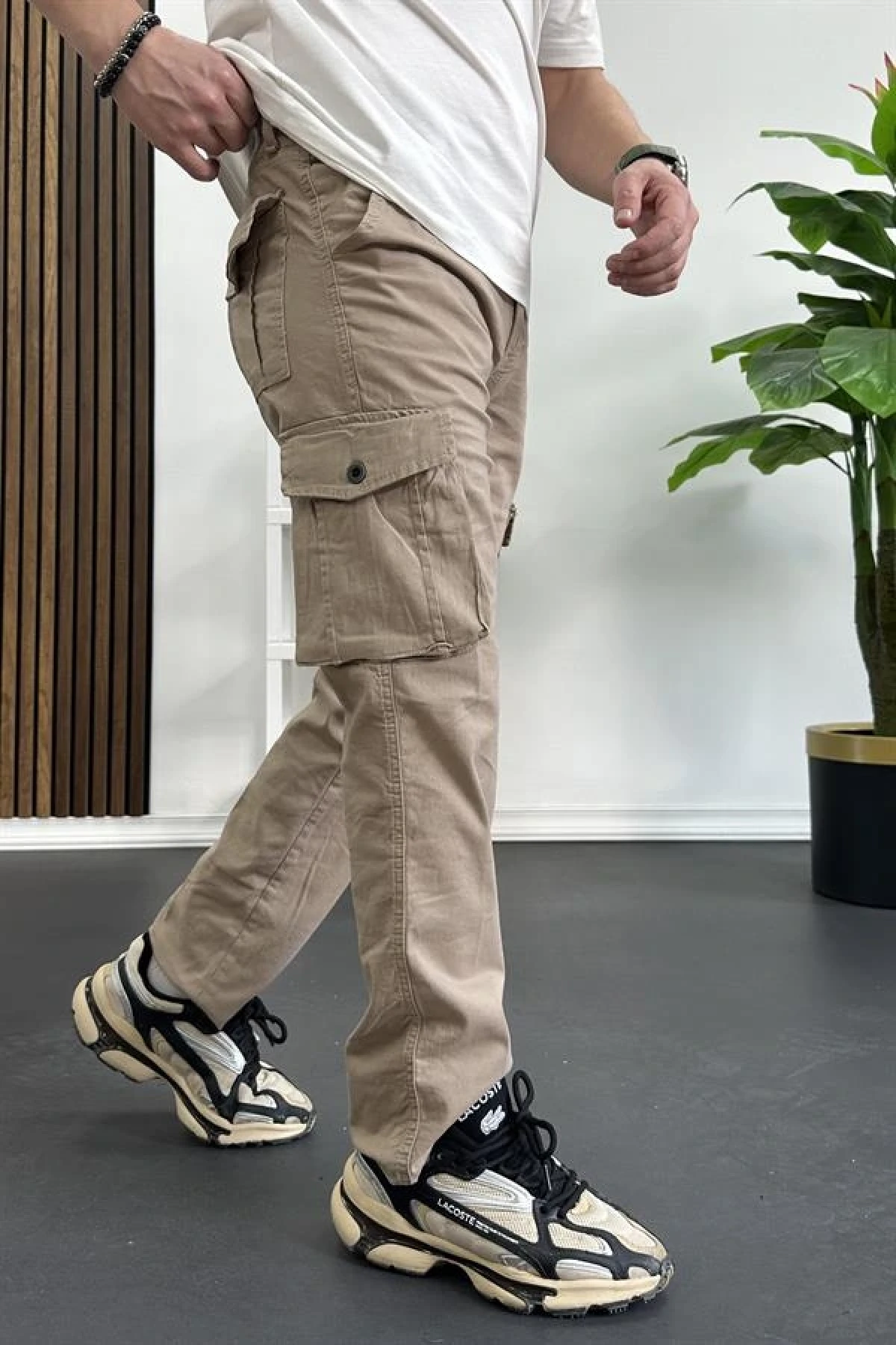 Erkek Regular Kargo Cepli Pantolon Açık Kahverengi Edw232