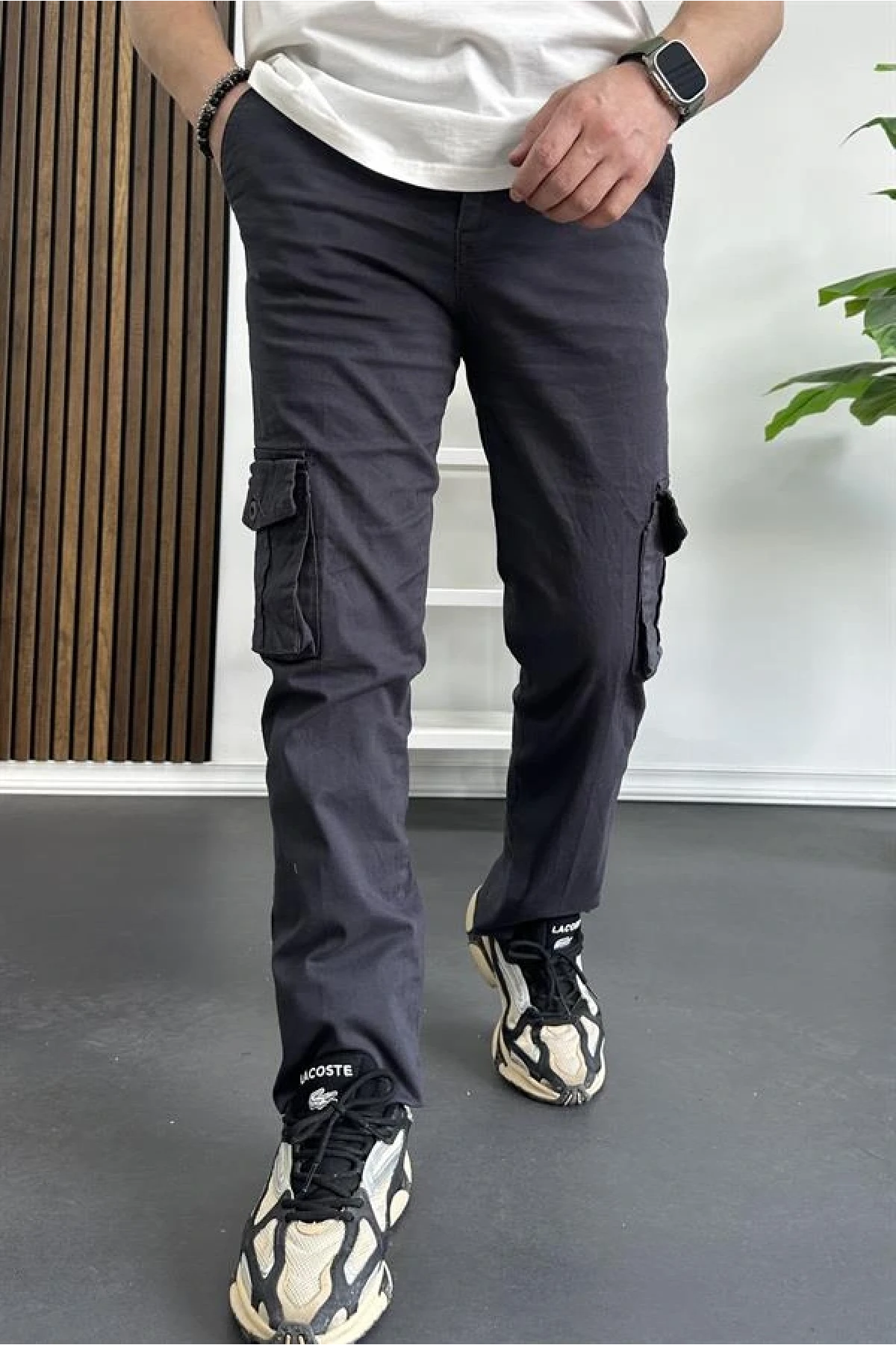 Erkek Regular Kargo Cepli Pantolon Füme Edw232