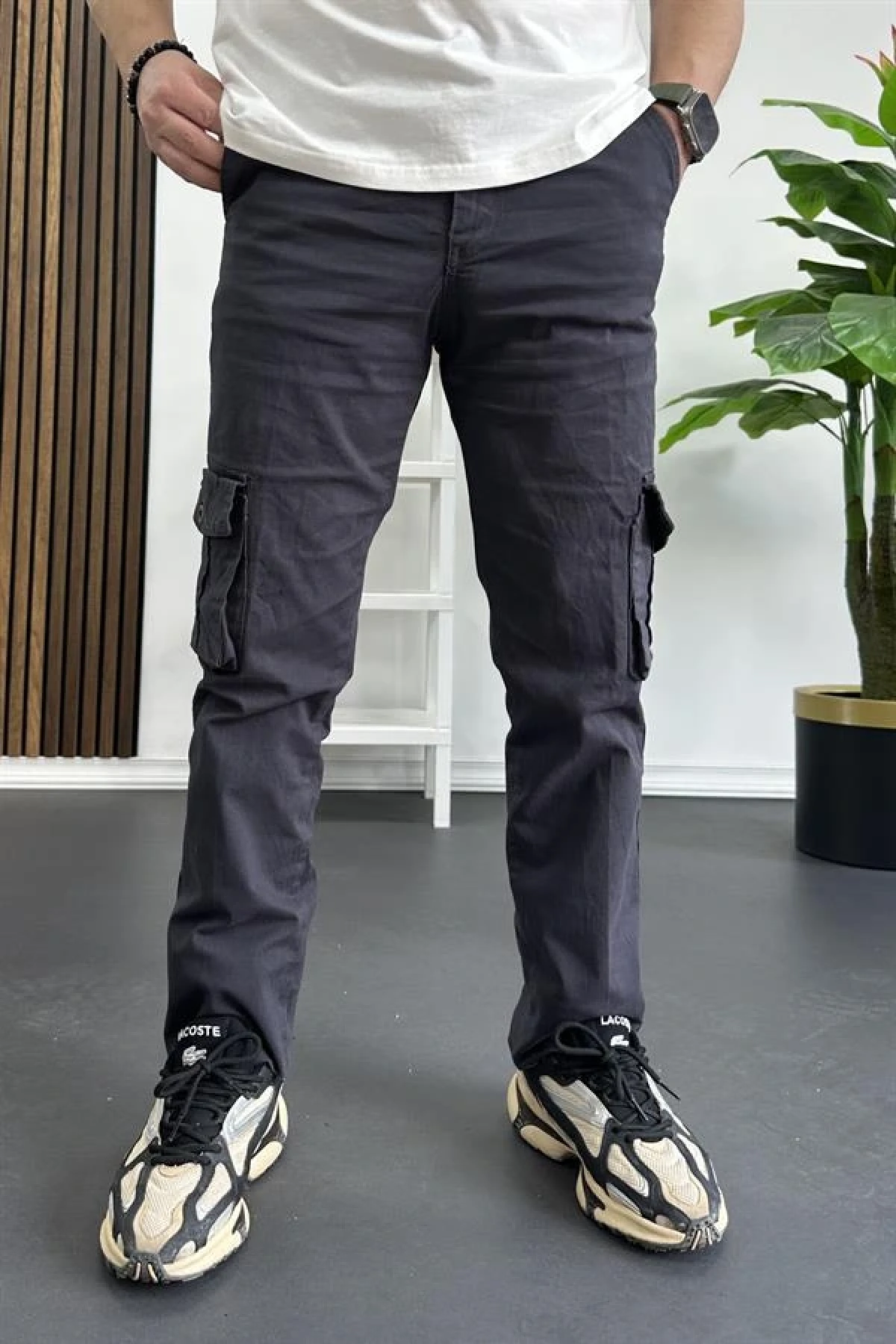 Erkek Regular Kargo Cepli Pantolon Füme Edw232
