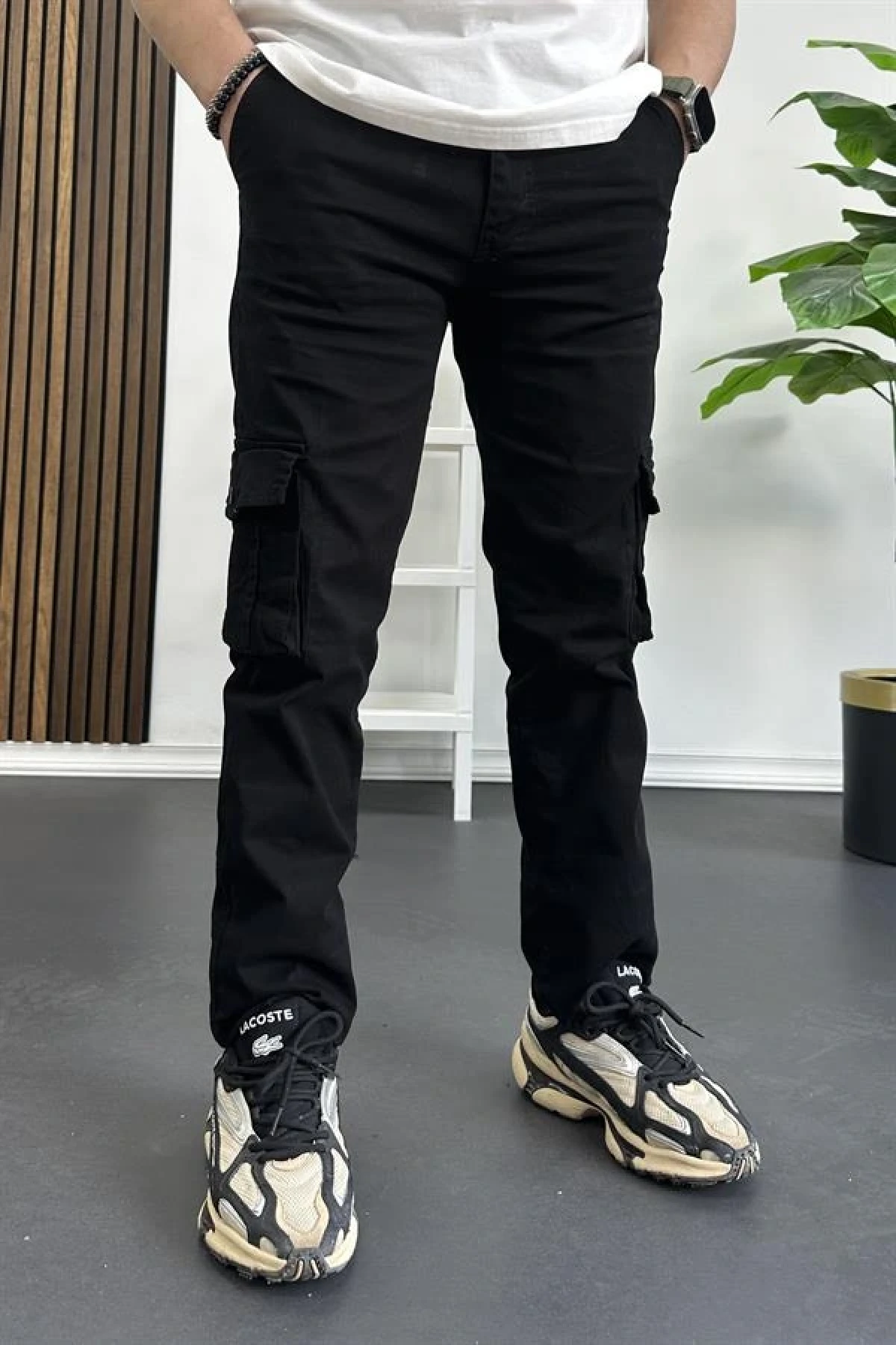 Erkek Regular Kargo Cepli Pantolon Siyah Edw232
