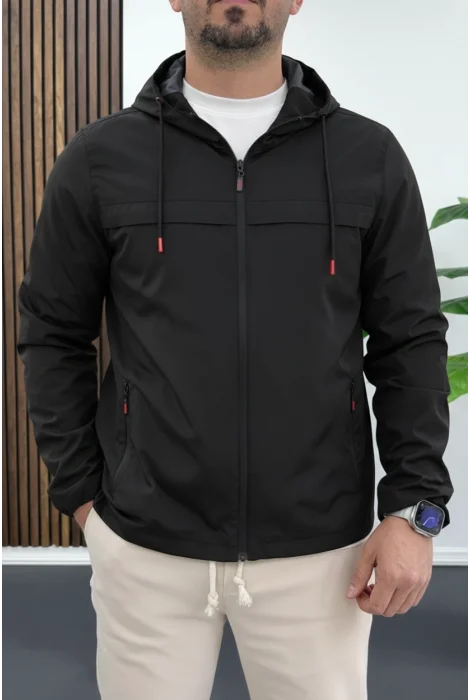 Erkek Yağmur ve Suya Dayanıklı Yağmurluk Mevsimlik Mont Siyah Edw084