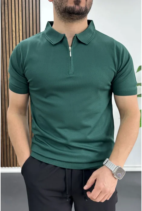 Erkek Polo Yaka Düz Tişört Yeşil Edw455