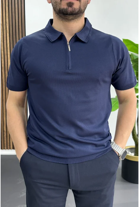 Erkek Polo Yaka Düz Tişört Lacivert Edw455