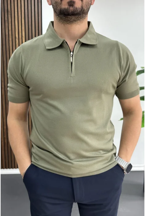 Erkek Polo Yaka Düz Tişört Açık Yeşil Edw455