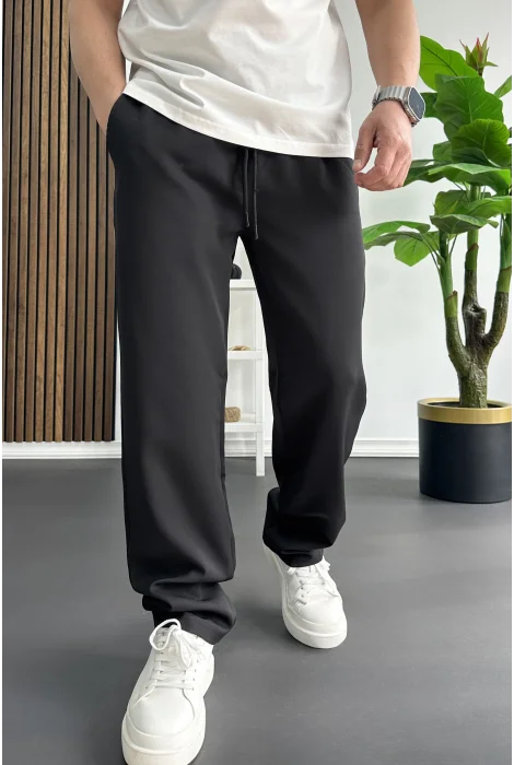 Erkek Rahat Kesim Düz Jogger Pantolon Siyah Edw468