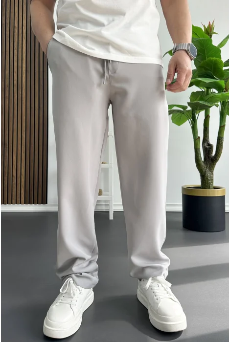 Erkek Rahat Kesim Düz Jogger Pantolon Gri Edw468
