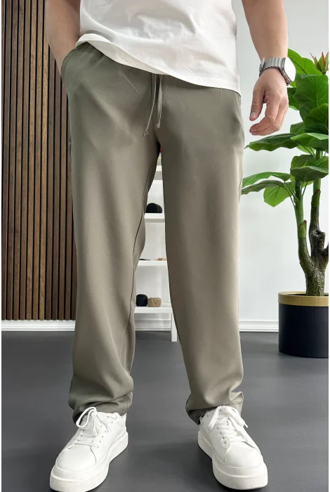 Erkek Rahat Kesim Düz Jogger Pantolon Yeşil Edw468