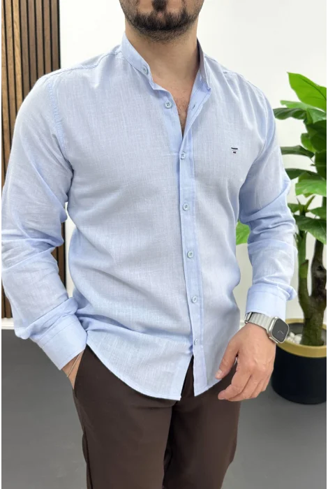 Erkek Hakim Yaka Pamuklu Gömlek Açık Mavi Edw474