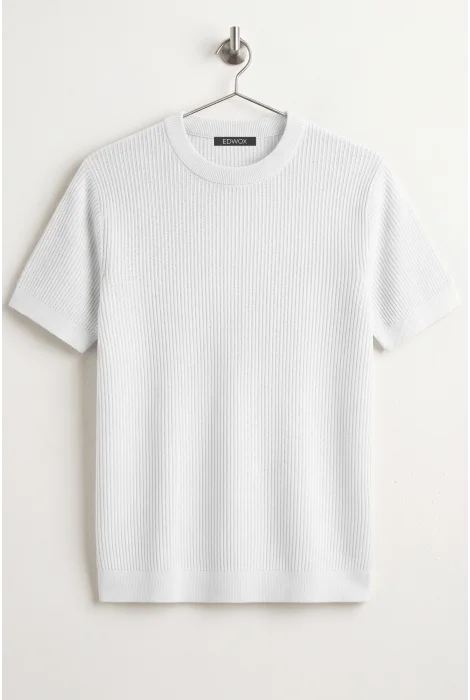 Erkek Bisiklet Yaka Likralı Tişört Beyaz Edw484