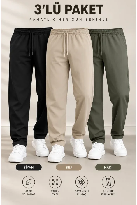 Erkek 3lü Jogger Pantolon Set Edw354TK1