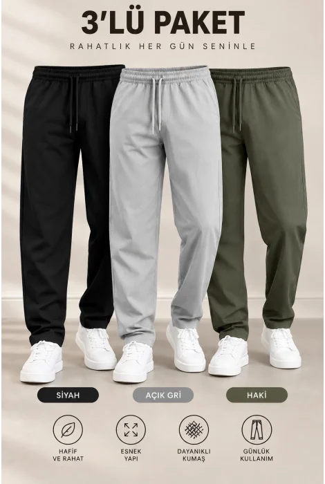 Erkek 3lü Jogger Pantolon Set Edw354TK2