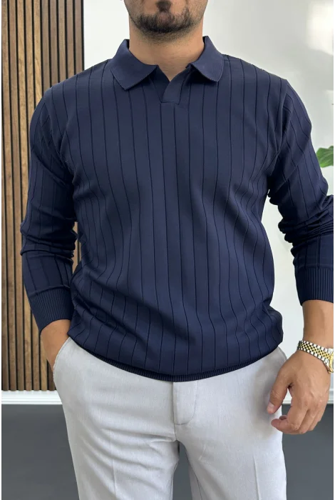 Erkek Açık Yaka Normal Kalıp Kazak Lacivert Edw412