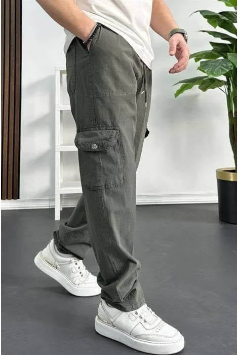 Erkek Baggy Kalıp Kargo Cepli Pantolon Yeşil Edw131