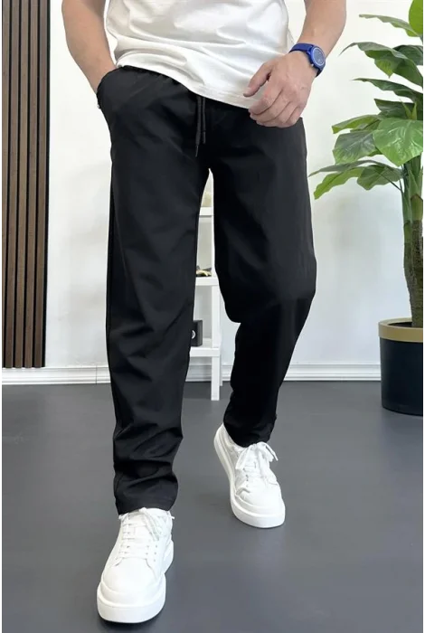 Erkek Beli Lastikli Jogger Pantolon Siyah Edw354
