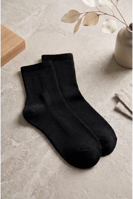 Erkek Dikişsiz Bambu Soket Çorap Siyah CRP15