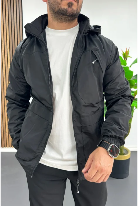 Erkek Kapüşonlu Softshell Yağmurluk Siyah Edw517