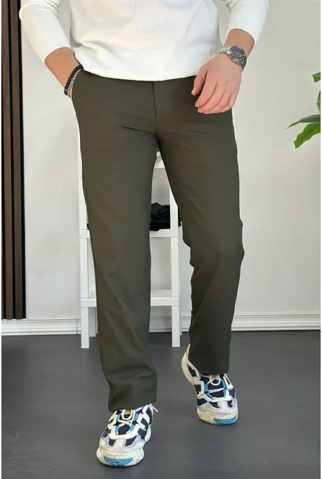 Erkek Pamuklu Kumaş Regular Pantolon Yeşil Edw226