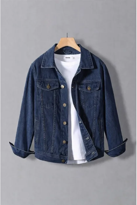 Erkek Slim Fit Denim Kot Ceket Lacivert Edw397