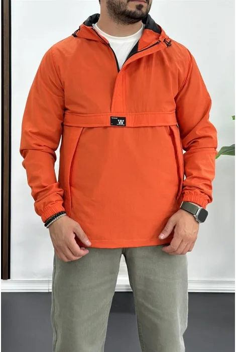 Erkek Slim Fit Kanguru Model İnce Mevsimlik Turuncu Edw077