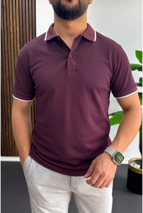Erkek Soft Kumaş Polo Yaka Tişört Bordo Edw506