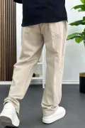 Erkek Pamuklu Keten Görünümlü Pantolon Bej Edw443
