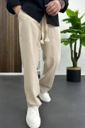 Erkek Pamuklu Keten Görünümlü Pantolon Bej Edw443