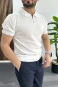Erkek Polo Yaka Düz Tişört Beyaz Edw455