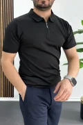 Erkek Polo Yaka Düz Tişört Siyah Edw455
