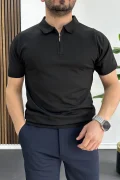 Erkek Polo Yaka Düz Tişört Siyah Edw455