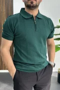 Erkek Desenli Polo Yaka Tişört Yeşil Edw457