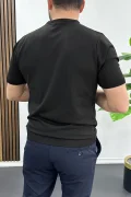 Erkek Düz Desen Bisiklet Yaka Tişört Siyah Edw459