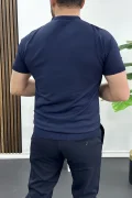 Erkek Düz Desen Bisiklet Yaka Tişört Lacivert Edw459