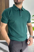 Erkek Desenli Polo Yaka Tişört Yeşil Edw460