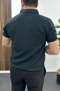 Erkek Nokta Desenli Polo Yaka Tişört Yeşil Edw462