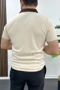 Erkek Yaka Detaylı Tişört Krem Edw463