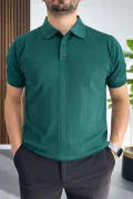 Erkek Desenli Polo Yaka Tişört Yeşil Edw460