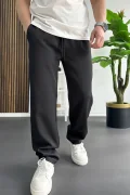 Erkek Rahat Kesim Düz Jogger Pantolon Siyah Edw468