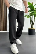 Erkek Rahat Kesim Düz Jogger Pantolon Siyah Edw468