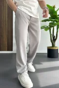 Erkek Rahat Kesim Düz Jogger Pantolon Gri Edw468