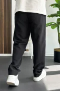 Erkek Beli Düğmeli Pantolon Siyah Edw469