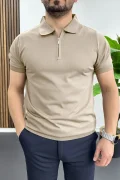 Erkek Polo Yaka Düz Tişört Vizon Edw455