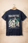 Skate Sırt Baskılı Pamuklu Tişört Edw902