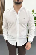 Erkek Hakim Yaka Pamuklu Gömlek Beyaz Edw474